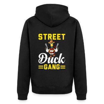 Duck Club Street Ducks Club with Defense - Unisex Premium Organic Zip Hoodie - black - Back - Nico (187cm)