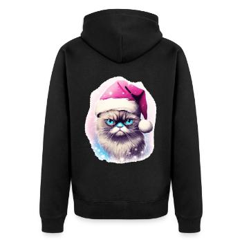 Chat avec chapeau de père Noël tenue de Noël - Veste à capuche bio Premium Unisexe - noir - Dos - Nico (187cm)