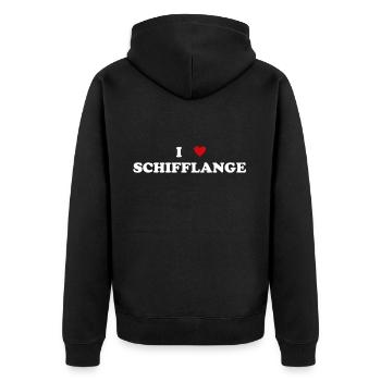 Cœur de la ville de Luxembourg - J’aime Schifflange - Veste à capuche bio Premium Unisexe - noir - Dos - Nico (187cm)