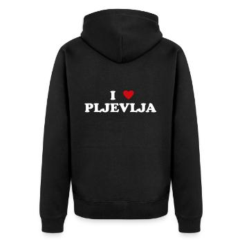 Herz Montenegro Stadt - Ich Liebe Pljevlja - Unisex Premium Bio Zip Hoodie - Schwarz - Hinten - Nico (187cm)