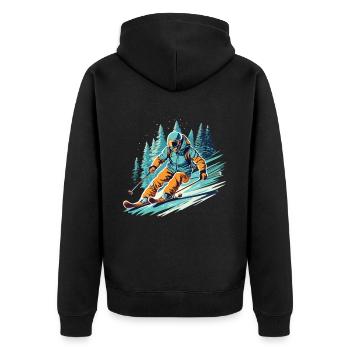 Speed and snow: downhill with the skier - Unisex Premium Organic Zip Hoodie - black - Back - Nico (187cm)
