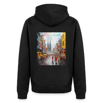Paysage urbain de Cologne Alaaf, Carnaval de Cologne, Lundi gras - Veste à capuche bio Premium Unisexe - noir - Dos - Nico (187cm)