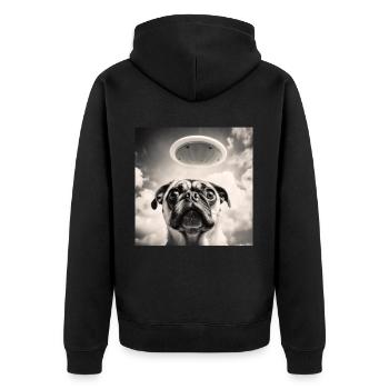 Selfie Mops Ufo Hund Lustige Alien Ufo - Unisex Premium Bio Zip Hoodie - Schwarz - Hinten - Nico (187cm)