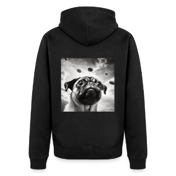 Selfie Mops Ufo Hund Lustige Alien Ufo - Unisex Premium Bio Zip Hoodie - Schwarz - Hinten - Nico (187cm)