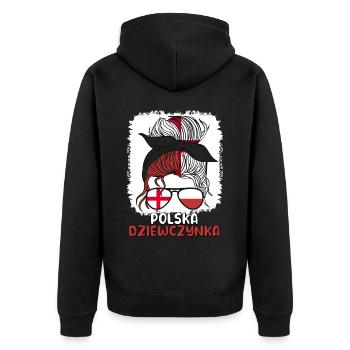 Pologne Moitié Anglais Moitié Polonais Fille Polska - Veste à capuche bio Premium Unisexe - noir - Dos - Nico (187cm)