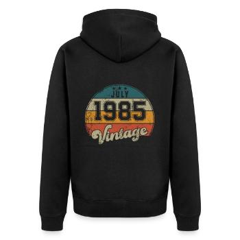 Vintage Geburtstag - Juli 1985 - Geschenkidee - Unisex Premium Bio Zip Hoodie - Schwarz - Hinten - Nico (187cm)