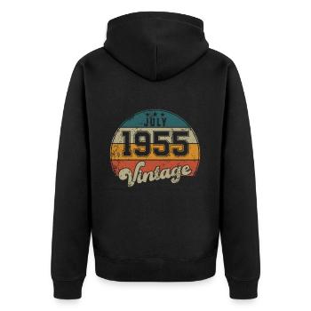 Vintage Geburtstag - Juli 1955 - Geschenkidee - Unisex Premium Bio Zip Hoodie - Schwarz - Hinten - Nico (187cm)