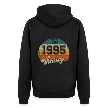 Vintage Geburtstag - Juni 1995 - Geschenkidee - Unisex Premium Bio Zip Hoodie - Schwarz - Hinten - Nico (187cm)