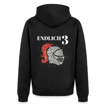 Endlich 3 Drei Ritter Ritterhelm Kostümersatz - Unisex Premium Bio Zip Hoodie - Schwarz - Hinten - Nico (187cm)