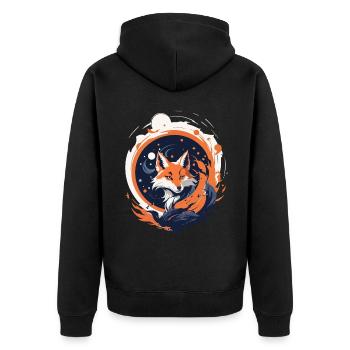 Kitsune Spiritual Elegance Japon Streetwear - Veste à capuche bio Premium Unisexe - noir - Dos - Nico (187cm)