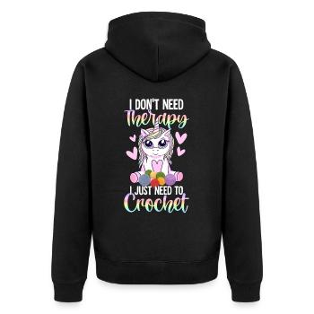 Häkeln Häkler Stricken - Unisex Premium Bio Zip Hoodie - Schwarz - Hinten - Nico (187cm)