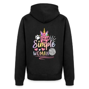 Häkeln Häkler Stricken - Unisex Premium Bio Zip Hoodie - Schwarz - Hinten - Nico (187cm)