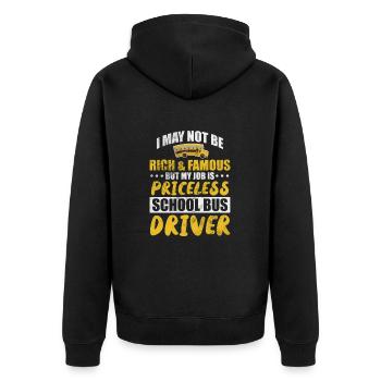 Busfahrer - Unisex Premium Bio Zip Hoodie - Schwarz - Hinten - Nico (187cm)