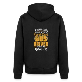 Busfahrer - Unisex Premium Bio Zip Hoodie - Schwarz - Hinten - Nico (187cm)