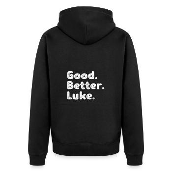 Good better Luke - Unisex Premium Bio Zip Hoodie - Schwarz - Hinten - Nico (187cm)