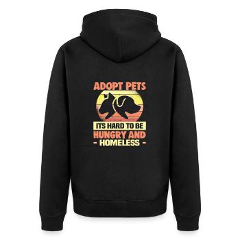 Hunderettung designs Für Tierrechtsaktivisten - Unisex Premium Bio Zip Hoodie - Schwarz - Hinten - Nico (187cm)