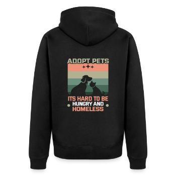 Hunderettung designs Für Tierrechtsaktivisten - Unisex Premium Bio Zip Hoodie - Schwarz - Hinten - Nico (187cm)