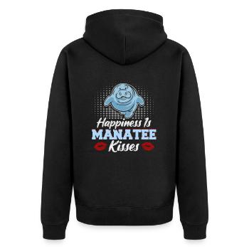 Cold Nose Warm Heart Manatee mollige Seekuh - Unisex Premium Bio Zip Hoodie - Schwarz - Hinten - Nico (187cm)
