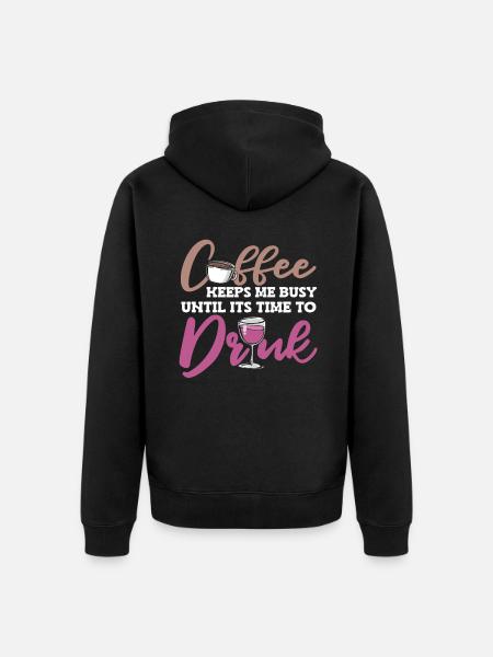 Coffee Cafe Coffee Wine - Unisex Premium Organic Zip Hoodie - black