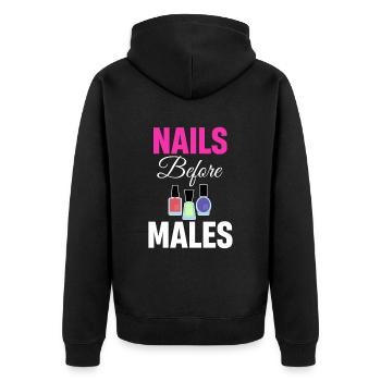 Nägel Vor Männern Kunst Manikürist Groomer - Unisex Premium Bio Zip Hoodie - Schwarz - Hinten - Nico (187cm)