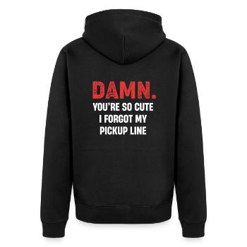 Damn. You're so cute that I want to - Unisex Premium Organic Zip Hoodie - black - Back - Nico (187cm)
