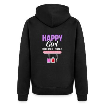 Glückliches Mädchen Haben Hübsche Nägel Maniküre - Unisex Premium Bio Zip Hoodie - Schwarz - Hinten - Nico (187cm)
