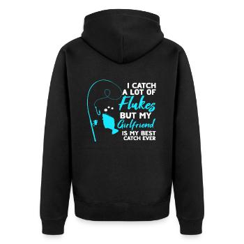 Fisherman Fishing Catcher, Fisherman's Fishing Rod, - Unisex Premium Organic Zip Hoodie - black - Back - Nico (187cm)