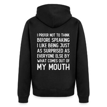 Lustiger Spruch Sarkastischer Spruch - Unisex Premium Bio Zip Hoodie - Schwarz - Hinten - Nico (187cm)