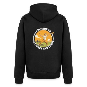 Disc Golf Player Disc Golfer Game Funny Sayings - Unisex Premium Organic Zip Hoodie - black - Back - Nico (187cm)