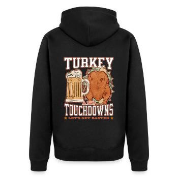 Dinde Et Touchdowns Permet D’être Badigeonné Thanksgiving - Veste à capuche bio Premium Unisexe - noir - Dos - Nico (187cm)