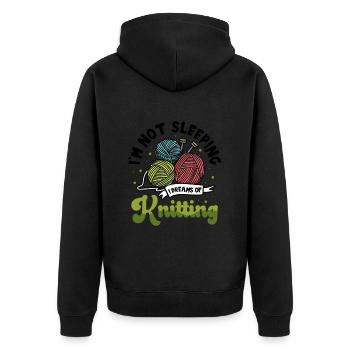 I dreams of Knitting - Unisex Premium Bio Zip Hoodie - Schwarz - Hinten - Nico (187cm)