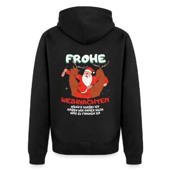 Lustiges Wichteln Frohe Weihnachten mit Getränke - Unisex Premium Bio Zip Hoodie - Schwarz - Hinten - Nico (187cm)