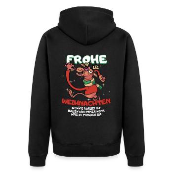 Lustiges Wichteln Frohe Weihnachten mit Getränke - Unisex Premium Bio Zip Hoodie - Schwarz - Hinten - Nico (187cm)