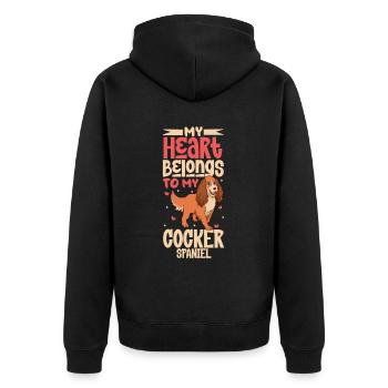 Dog Love - Cocker Spaniel - Unisex Premium Organic Zip Hoodie - black - Back - Nico (187cm)