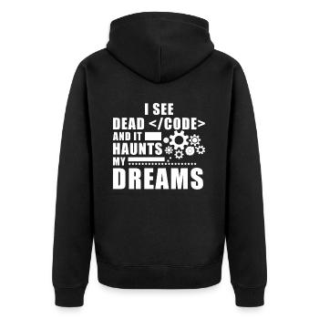 Programmer Saying Computer Science Programming - Unisex Premium Bio Zip Hoodie - Schwarz - Hinten - Nico (187cm)