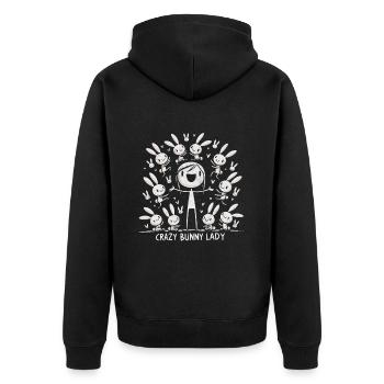 Crazy Bunny Lady - Mettez en valeur votre adoration de lapin - Veste à capuche bio Premium Unisexe - noir - Dos - Nico (187cm)