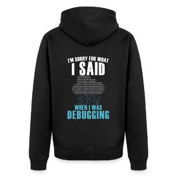 Funny Debugging Coder Programming Computer Scienti - Unisex Premium Bio Zip Hoodie - Schwarz - Hinten - Nico (187cm)
