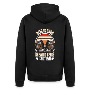 Funny Craft Beer Homebrew Retro Brewery - Unisex Premium Bio Zip Hoodie - Schwarz - Hinten - Nico (187cm)