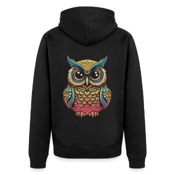 PopArt Owl : T-shirt coloré pour les amoureux de la chouette - Veste à capuche bio Premium Unisexe - noir - Dos - Nico (187cm)