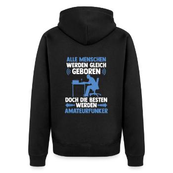 Die Besten werden Amateurfunker Hobbyfunker - Unisex Premium Bio Zip Hoodie - Schwarz - Hinten - Nico (187cm)