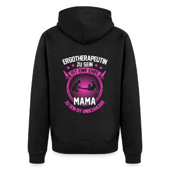 Ergotherapeutin zu sein ist eine Ehre - Unisex Premium Bio Zip Hoodie - Schwarz - Hinten - Nico (187cm)