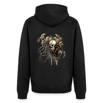 Skeleton with Plant, Gothic, Fantasy, Druid, Nature - Unisex Premium Organic Zip Hoodie - black - Back - Nico (187cm)