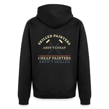 Peintre en bâtiment Décorateur qualifié - Veste à capuche bio Premium Unisexe - noir - Dos - Nico (187cm)