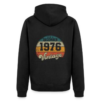Vintage Geburtstag - Dezember 1976 - Geschenkidee - Unisex Premium Bio Zip Hoodie - Schwarz - Hinten - Nico (187cm)