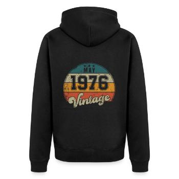 Vintage Geburtstag - Mai 1976 - Geschenkidee - Unisex Premium Bio Zip Hoodie - Schwarz - Hinten - Nico (187cm)