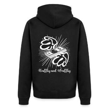 Rich people Stocks Market Capitalism - Unisex Premium Bio Zip Hoodie - Schwarz - Hinten - Nico (187cm)