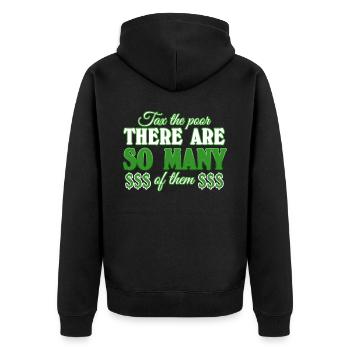 Capitalism Joke Money Stocks - Unisex Premium Bio Zip Hoodie - Schwarz - Hinten - Nico (187cm)