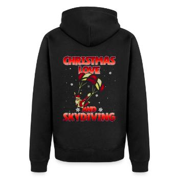Parachute Skydive Christmas Love and Skydiving - Unisex Premium Organic Zip Hoodie - black - Back - Nico (187cm)