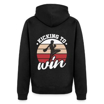 Kickboxer Martial Arts Kickboxing Kickboxen - Unisex Premium Bio Zip Hoodie - Schwarz - Hinten - Nico (187cm)