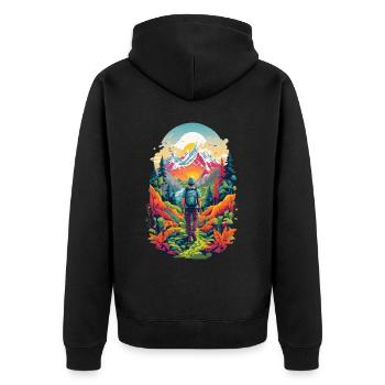 Esthétique de la montagne Randonnée Aventure dans la nature - Veste à capuche bio Premium Unisexe - noir - Dos - Nico (187cm)